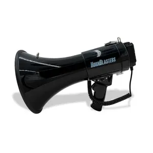 HornBlasters 100 Watt Megaphone with Sirens & Bluetooth Audio | Extremely Loud + 4000 Feet Range | USB & Bluetooth Inputs + Rechargeable Battery