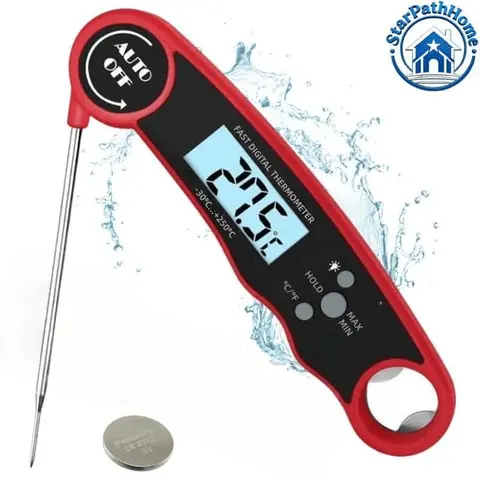 Digital Meat Thermometer, Food Temperature Thermometer with Bottle Opener, Waterproof Magnetic, Instant Read, Folding Stainless Steel Probe for BBQ Grill Smoker, Steak Pork Cooking Tools, Kitchen Gadgets, Kitchen Home