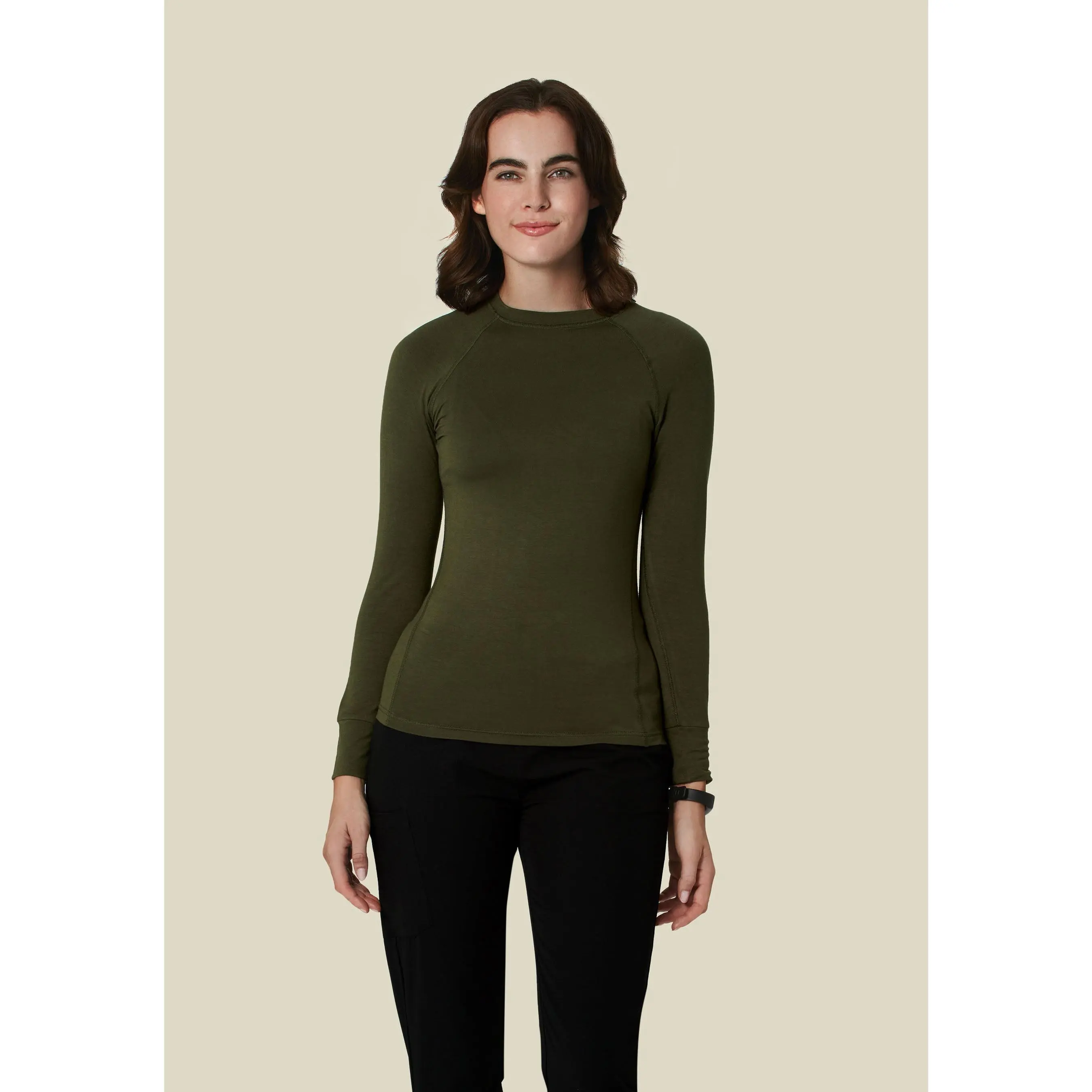 Women's Basic Plain Soft Cold-proof Knit Underscrub Top - Casual, Cold-proof, for Business & Daily Wear, Olive Color Women's Basic Plain Soft Cold-proof Knit Underscrub Top - Casual, Cold-proof, for Business & Daily Wear, Olive Color