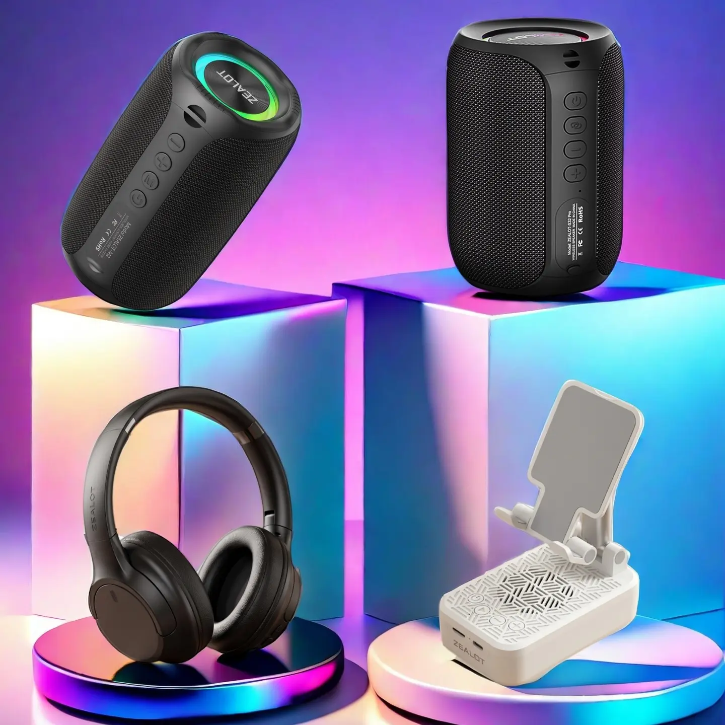 ZEALOT Gift Bundle: M2 & 32 Pro Bluetooth Speakers, B39 Wireless Headphones & Z7 Phone Stand Speaker,techvibes