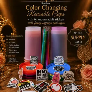 Colorful Reusable Water Bottles - Color-Changing Beverage Cups with Stickers
