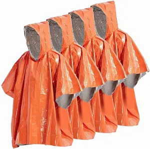 Outdoor camping and mountaineering emergency raincoat, aluminum foil life blanket, heat-resistant emergency raincoat ( Regular, Long, 40, orange)