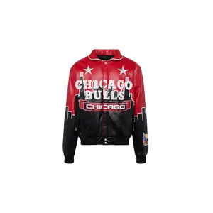 CHICAGO BULLS SKYLINE VEGAN LEATHER JACKET "BULLS" NBA-401-BUL