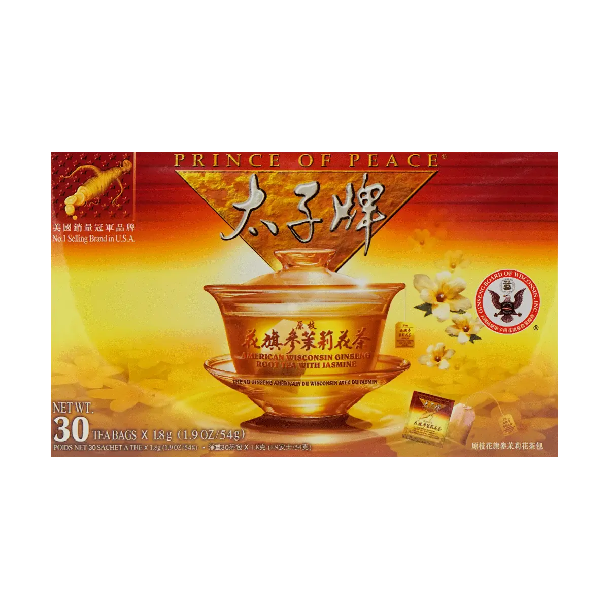 PRINCE OF PEACE American Ginseng with Jasmine Tea 30 Tea Bags PRINCE OF PEACE American Ginseng with Jasmine Tea 30 Tea Bags