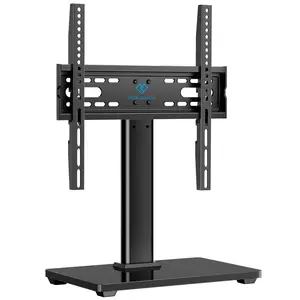 PERLESMITH Universal TV Stand - Table Top TV Stand for 32-60 inch LCD LED TVs - Height Adjustable TV Base Stand with Tempered Glass Base & Wire Management, VESA 400x400mm TVS TV Stand Mount, Glass Base, Black#TikTokShopBlackFriday