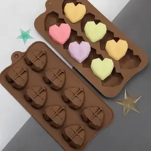 1PC 8-Grid Diamond Heart Silicone Soap Baking Mold, Diamond Love Heart Mould