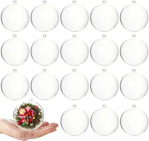 20Pcs Christmas Ball Ornaments 3.15"/80mm Fillable Clear Plastic Ornaments Balls DIY Christmas Tree Decoration Baubles Decorative Hanging Ornaments for Xmas Tree Holiday Wreath Garland Decor (3.15”)