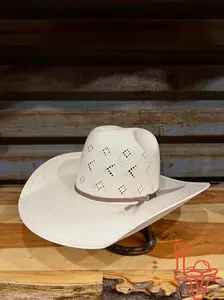 American Hat Company Straw Hat Regular Crown Boomerang White