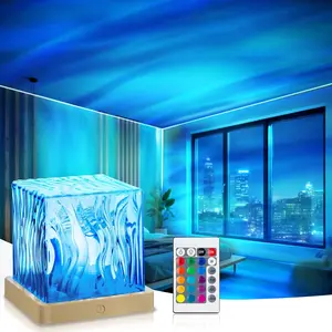 Northern Lights Projecto，Luminorthe Cube Lamp with Dynamic Wave Effect,Aurora Glow Lamp Ambient Lighting with Remote for Bed Room Classroom Decor