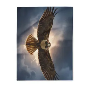 Wildlife Fleece, Red Tailed Hawk Photo Blanket, Throw for Bird Fans