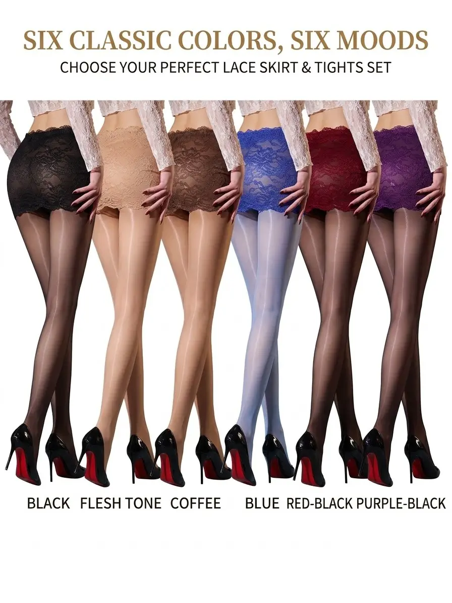 Women's Silky Ultra-Thin Aurora Tights - Lace Hollow-Out Horse Oil Pantyhose, Sexy, Essential, Formal, Ultra-Light, Solid Plain, Durable, Sheer, Breathable, Elegant, Glossy, Thermal Closed-Foot Stockings for Dress, Party Outfits, Smooth