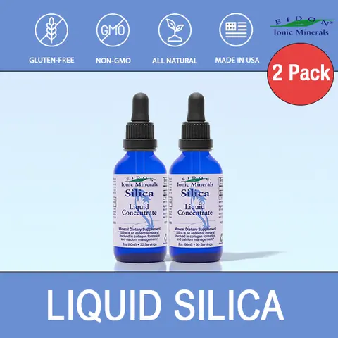 Eidon Liquid Silica Mineral Concentrate - Silica Supplement for Hair, Skin and Nails, Silica Drops to Support Collagen Production, No Added Sugar - 2 oz, 2 Pack Dietary Oil Calcium Natural