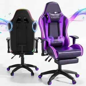 MUSEN Gaming Chair with Speakers and Led Lights Ergonomic Massage Computer Gaming Chair with Broaden Cusion and Footrest High Back Video Game Chair for Adults Kids Boyfriend Father's Gift, Blue Black and Pink,dealsforyoudays