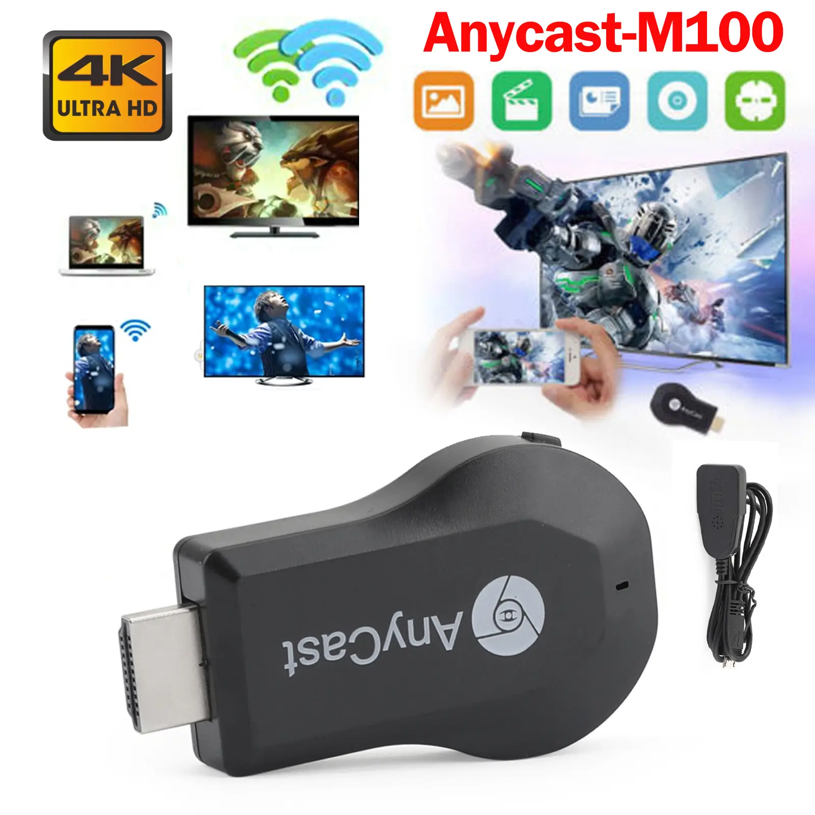 True 4K M100 TV Stick HDM WiFi Wireless Dongle Receiver TV Streamer True 4K M100 TV Stick HDM WiFi Wireless Dongle Receiver TV Streamer