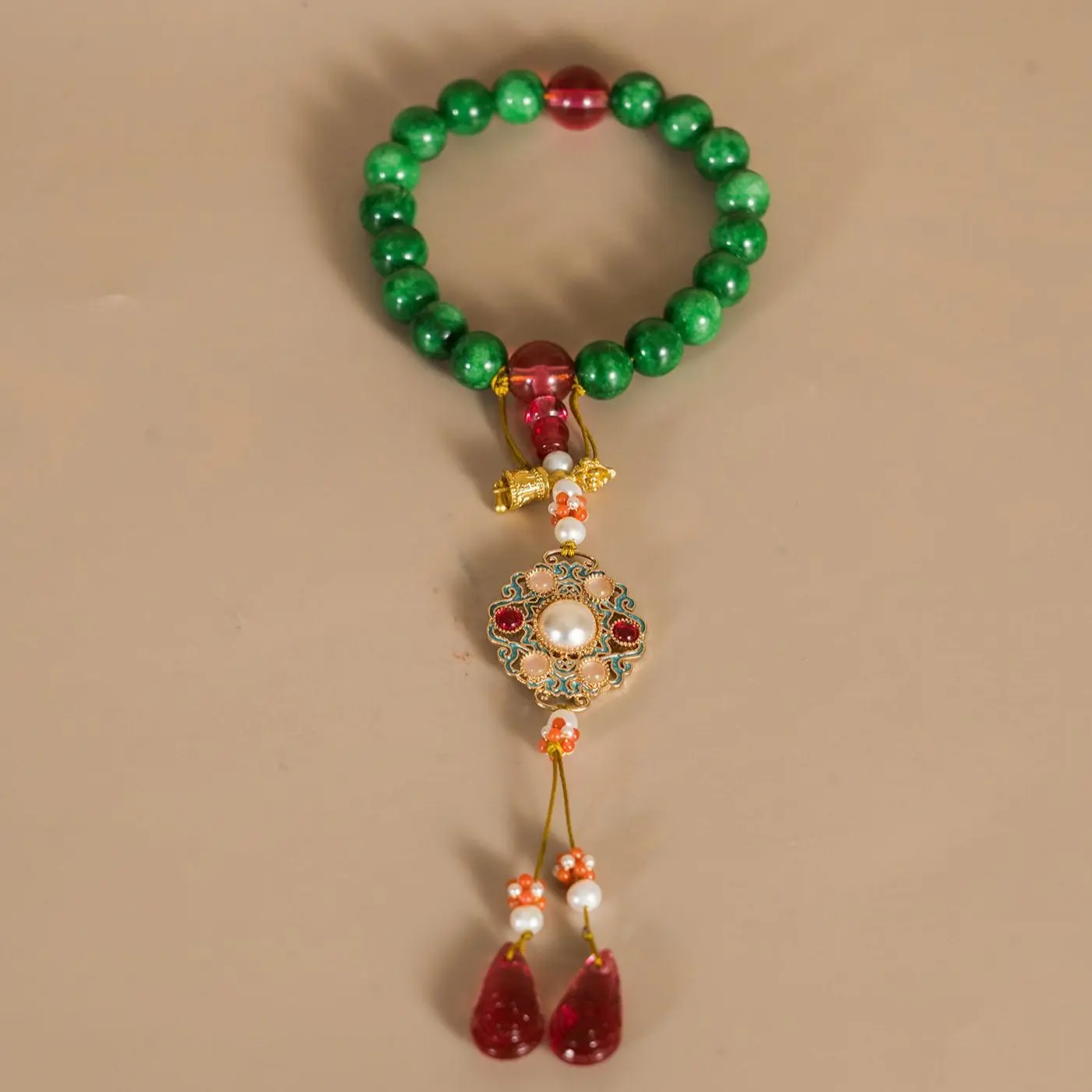 Palace Style Eighteen Sons Bracelet with Pink Tourmaline