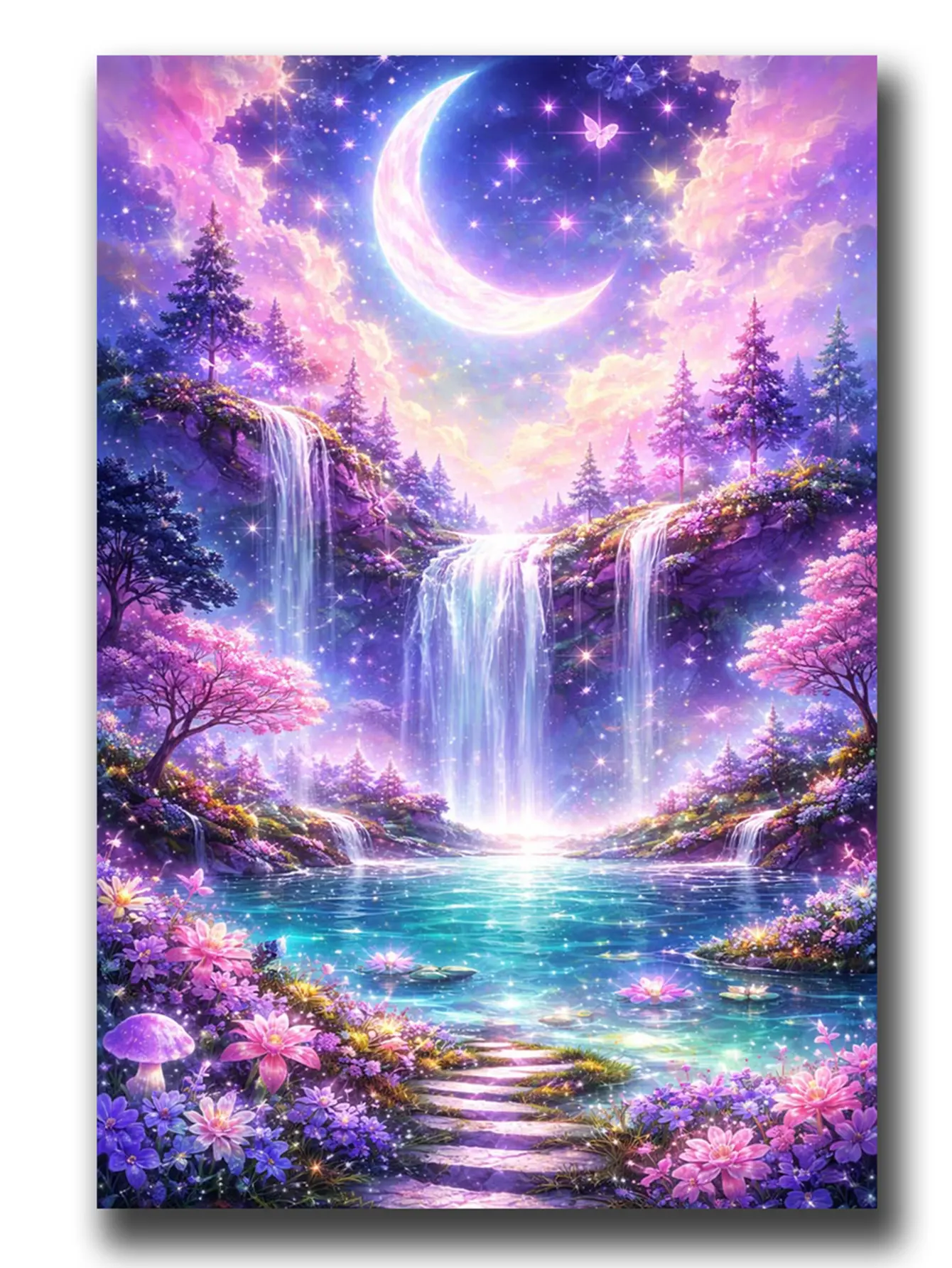 Fantasy Waterfall DIY diamond painting kit,Landscape Diamond Art Kits for Adults,Full Round Diamond Mosaic Kits,Craft kit for adults,Gem Art and Crafts,Diamond Dots, ideal for home decor,11.8x15.7inch