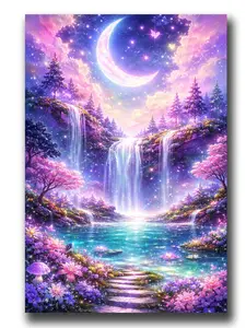 Fantasy Waterfall DIY diamond painting kit,Landscape Diamond Art Kits for Adults,Full Round Diamond Mosaic Kits,Craft kit for adults,Gem Art and Crafts,Diamond Dots, ideal for home decor,11.8x15.7inch