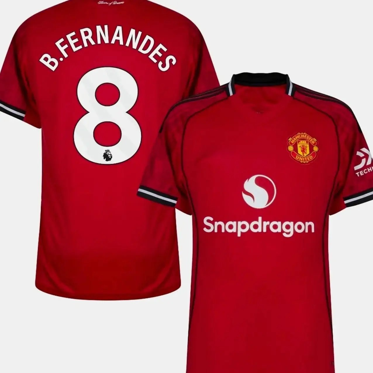 Custom Red Soccer Jersey #8 Personalized Name & Number Football Replica Shirt Unisex Breathable Fernandes  Fan Style Tee 2025/2026/27 Home AQ