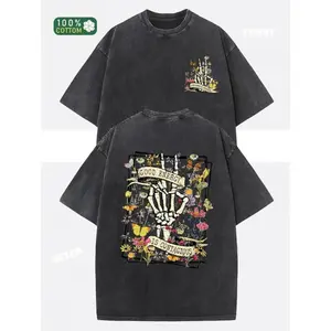 Pure DTGDigital direct-print summer comfortable and breathable 230g heavy washed cotton T-shirt - "Good Energy Is Contagious" vintage pattern T-shirt, loose fit unisex streetwear, featuring a 90s retro design, loose fit with a round neck and short sleeves