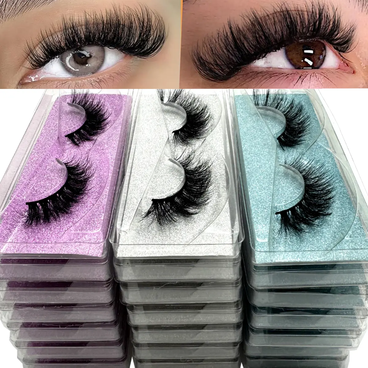 New 12 pairs / 21 Pairs 3 Styles 3D Mink Natural False Eyelashes Wispy Faux Mink False Eyelashes Mixed Dramatic Thick Curled Fluffy Strip lashes Multipack for Eyes Makeup Sets Cosmetic