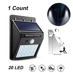 20 LED Solar Motion Sensor Wall Light, Outdoor Waterproof Solar Lamp, 3 Lighting Modes, for Yard Garden Fence Garage Street, Outdoor Safety Lighting