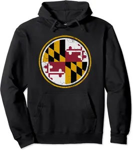 Maryland State Flag Circle Home Family Vintage Distressed Pullover Hoodie - Gabriellef Shop 91B0B14DRDQV