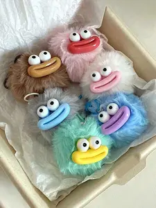 6pcs Cute Cartoon Sausage Plush Keychains, Multifunctional Car & Bag Decor, Daily Wear, Gift for Friends & Family, All over Print