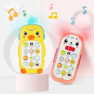Cartoon Style Music Learning Phone with Lights, Durable Eco-Friendly Toy with Teething Gel, Requires AAA Batteries