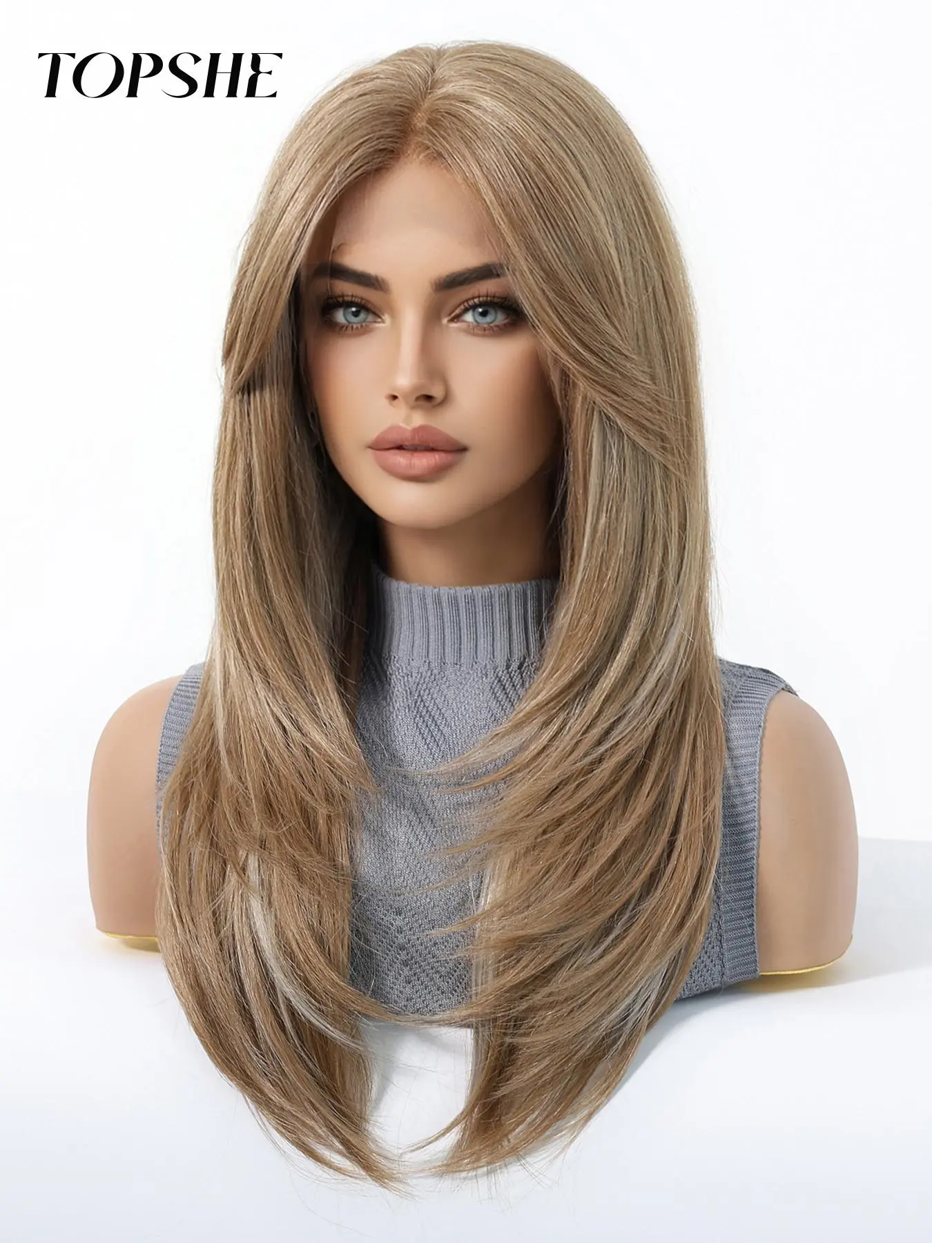 22 Inch Straight Synthetic Lace Front Wig Glueless Heat Resistant Daily Party Scdf0589ff10844a6af0f8bc583588  main image 4