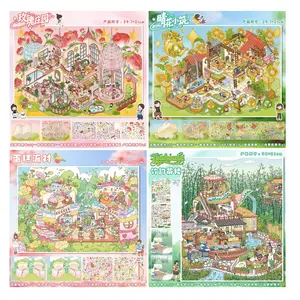 3D Aesthetic Scenery PET Sticker Kit with Free Tweezers - 4 Themes (Cake Party, Teahouse, Rose Manor, Flower House) for DIY Journaling, Scrapbooking - Special Sale, Fast Shipping from US Warehouse