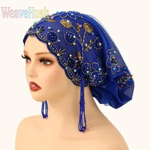 Women's 2026 New Fishtail Tassel Lace Gauze Mesh Hat, Handmade Beaded Decorative Wide Brim Sun Hat, Boho Chic Outfits Headwear, Ideal for Vacation, Beach (Sports & Outdoor Leisure Equipment),summervibes