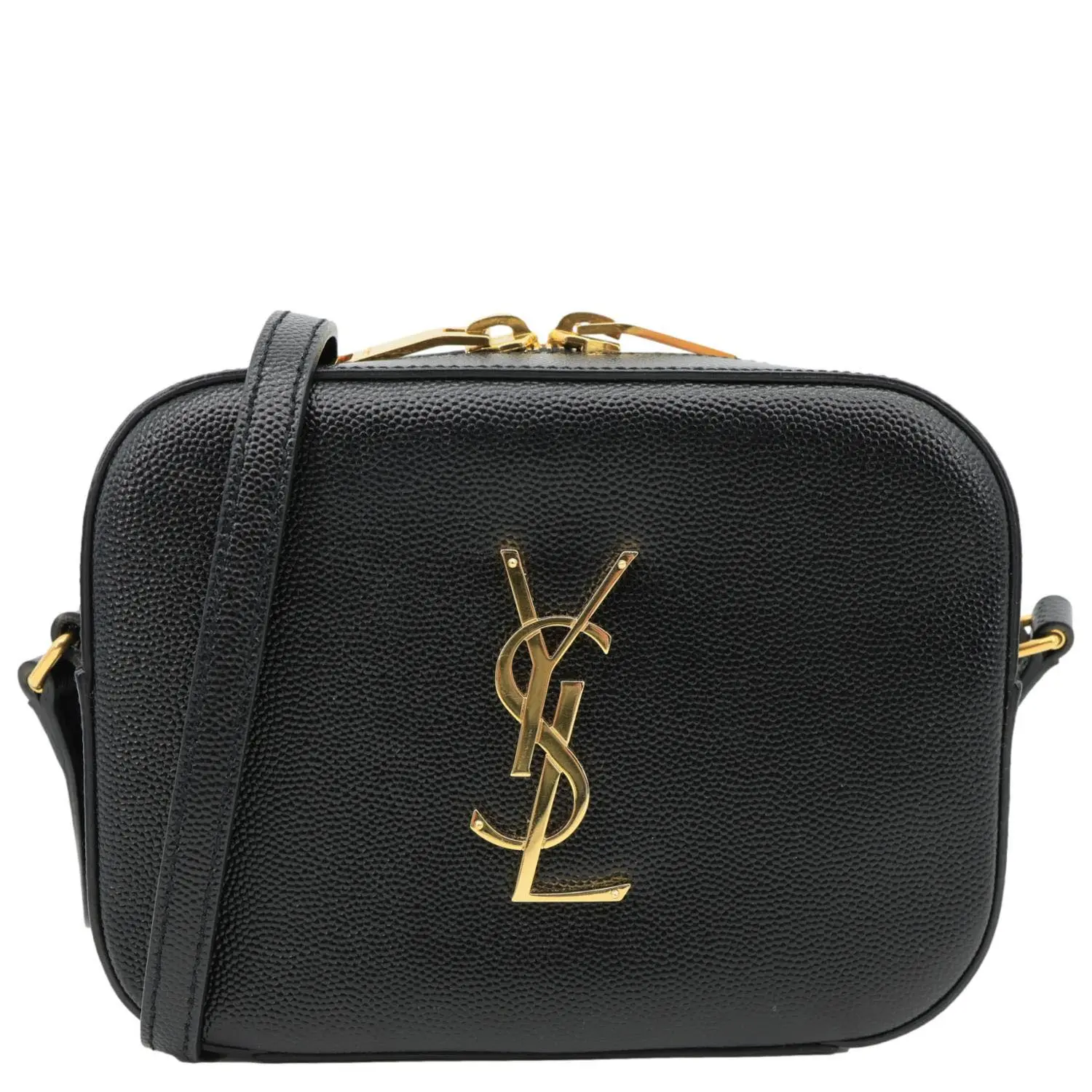 Pre-owned Yves Saint Laurent Leather Crossbody Bags Lou Grained Camera Crossbody Bag Black