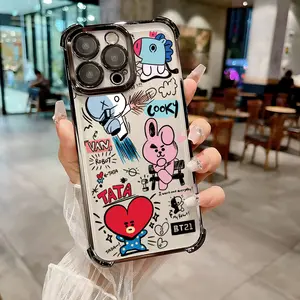 Cute Cartoon B-BT-21S Phone Case Suitable for iPhone 17 16e 16 15 14 13 12 11 Mini Pro Max Air X XR XSMAX 8 7 Plus Anti Fall Transparent Soft Back Cover