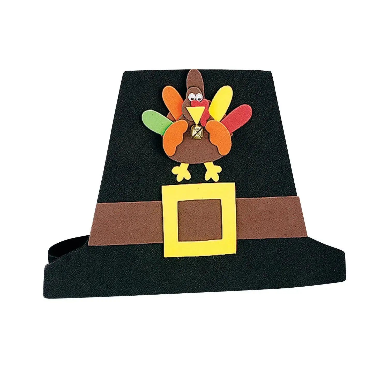 10 3/4" x 7" Pilgrim Hat with Turkey Craft Kit – Makes 12, Fall Crafts, Kids Craft Kit