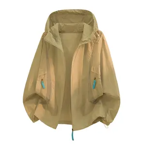 Quick-drying ice silk sun-protective clothing, men's summer light, breathable hooded skin clothing, sun-protective jacket