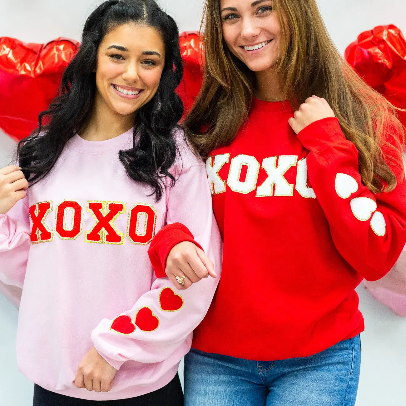 'XOXO & Hearts on your Sleeve' Chenille Patch Sweatshirt