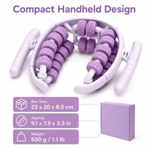 28-Wheel U-Shaped Leg Massage Roller, Portable Calf Massager with Ergonomic Handles, Textured Rolling Massage Tool for Home, Gym & Travel Ankle Training Band Set Grip