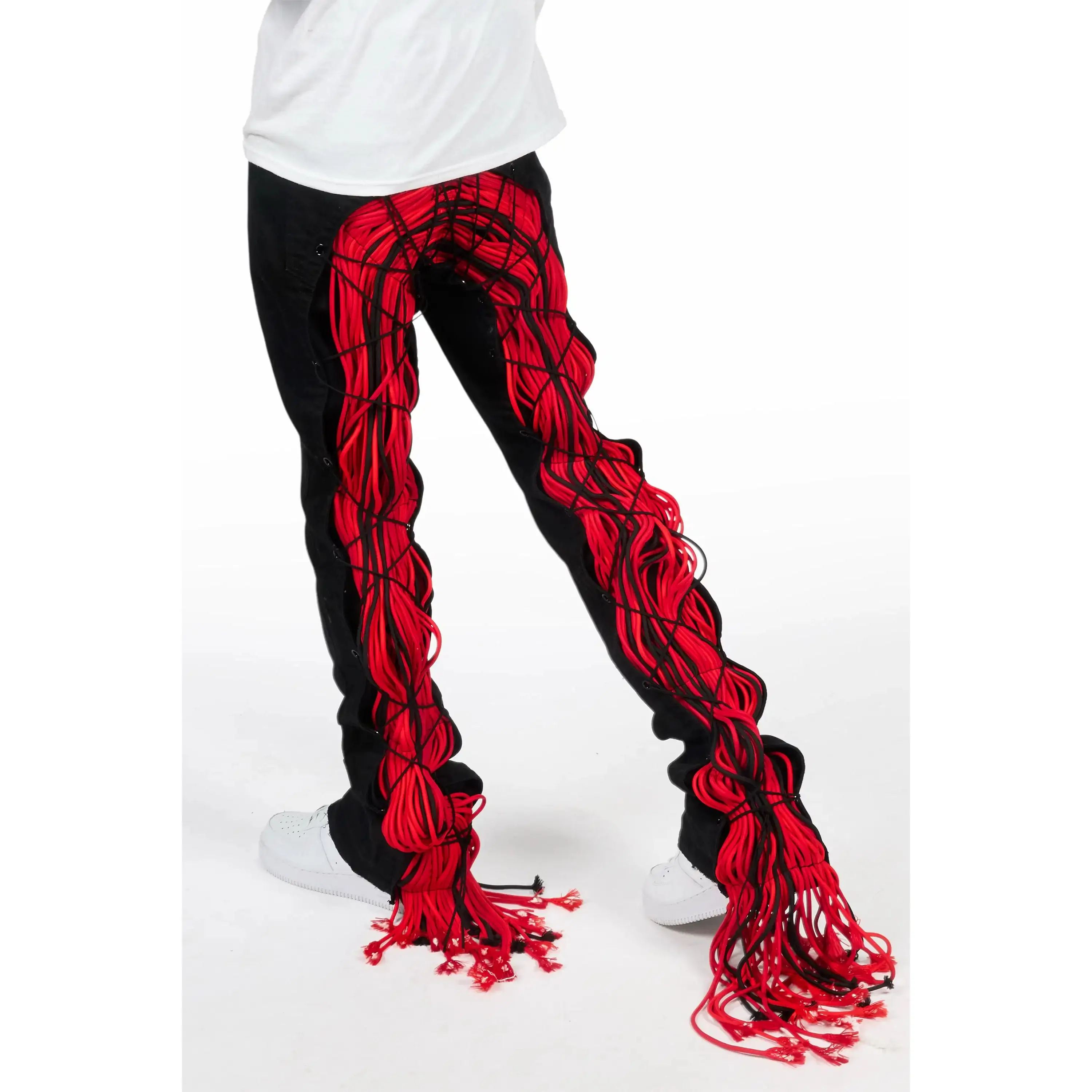 Otto Black/Red Stacked Flare Jean