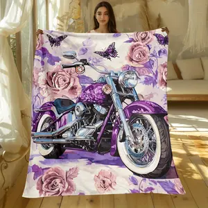 Motorcycle Blanket-Lightweight Flannel Gift Holiday Gifts To A Loved One Blanket Suitable For Sofas Beds Travel Camping Living Rooms Offices Sofas Chairs And Beds-Soft And Warm Flannel Fabric Digital Printed Blanket
