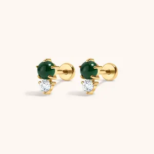 Jade and White Topaz Nap Earrings