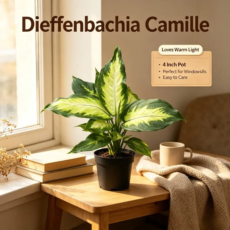 RZ-22 Dieffenbachia Camille Live Indoor  Plant -  Home Garden Decor Fern Alternative