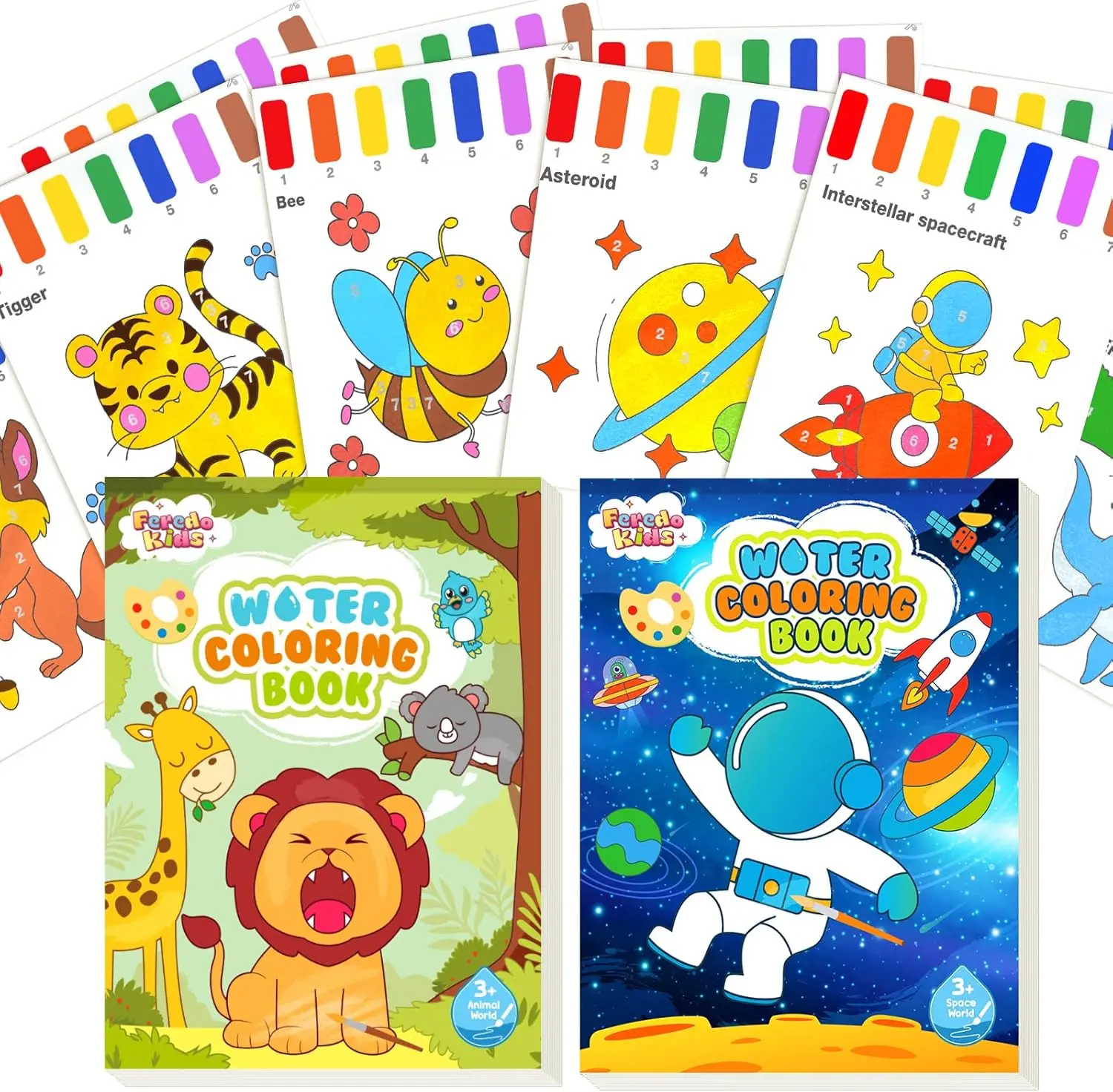 Mess Free Water Coloring Books for Toddlers Ages 3-6, Watercolor Drawing Art Paper Craft Supplies Kit, No Mess Painting Activity Toy, Perfect Valentine’s Day & Birthday Gift for Boys Girls