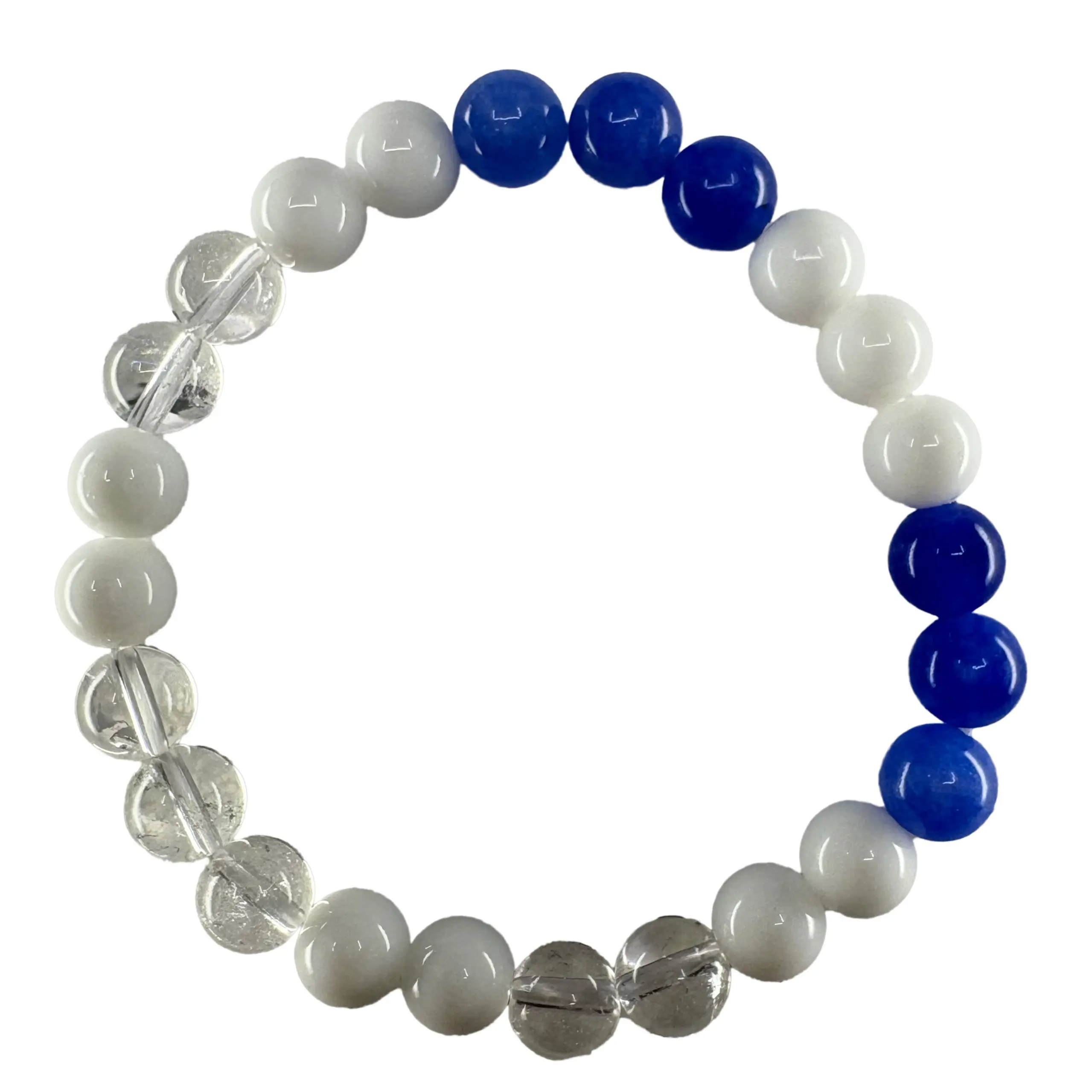 8mm Natural Blue Kyanite Tridacna Bracelet 6.75" Crystal Bead Custom Size Men