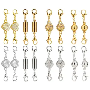 16 Pack Magnetic Necklace Clasps and Closures Necklace Jewelry Extender with Strong Magnet Magnetic Gold and Silver Plating Gift Stainless Steel Charm