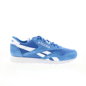 Reebok Classic Nylon Mens Blue Suede Lace Up Lifestyle Sneakers Shoes
