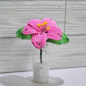 Mini Beaded Flower Party Favor in glass vase, Forever Flowers, Great for Weddings, bridal or Baby Showers, or just as a Desk Flower.