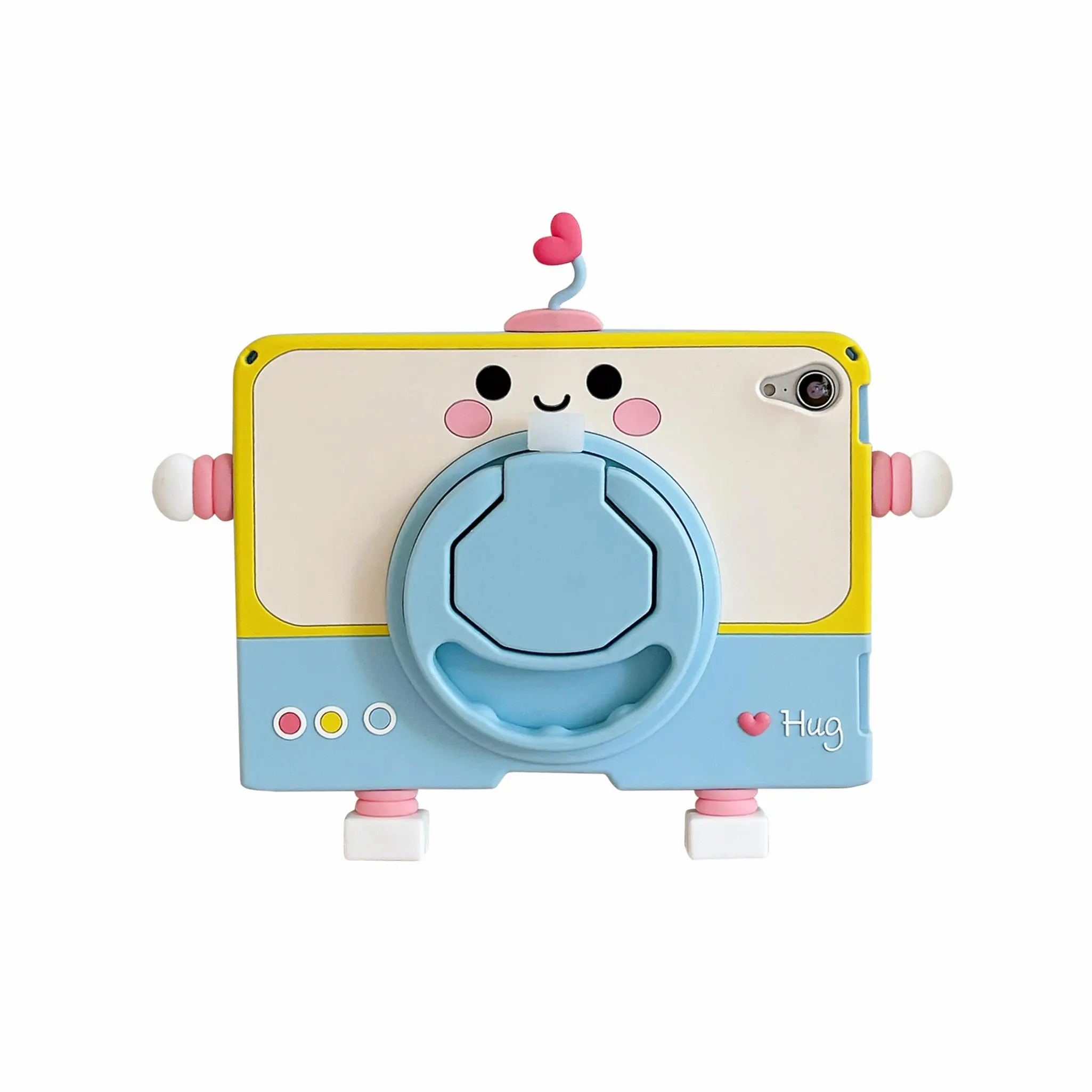 Cute Cartoon Robot Design Tablet Case, Tablet Casing, Rotatable Stand Soft Silicone Tablet Protective Cover, Tablet Protector for iPad 7th 8th 9th 10th Air 4/5