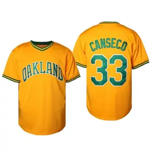 Men's Baseball Jersey #33 Casual V-neck Yellow Printed Stretch Fabric Sports Top for All Baseball Lovers