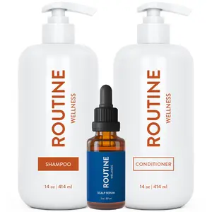 Routine Wellness Anti-Thinning Volumizing Shampoo and Conditioner Set + Scalp Serum - Promotes Visibly-Thicker, Fuller-Looking Hair  - 14 oz Set + Scalp Serum