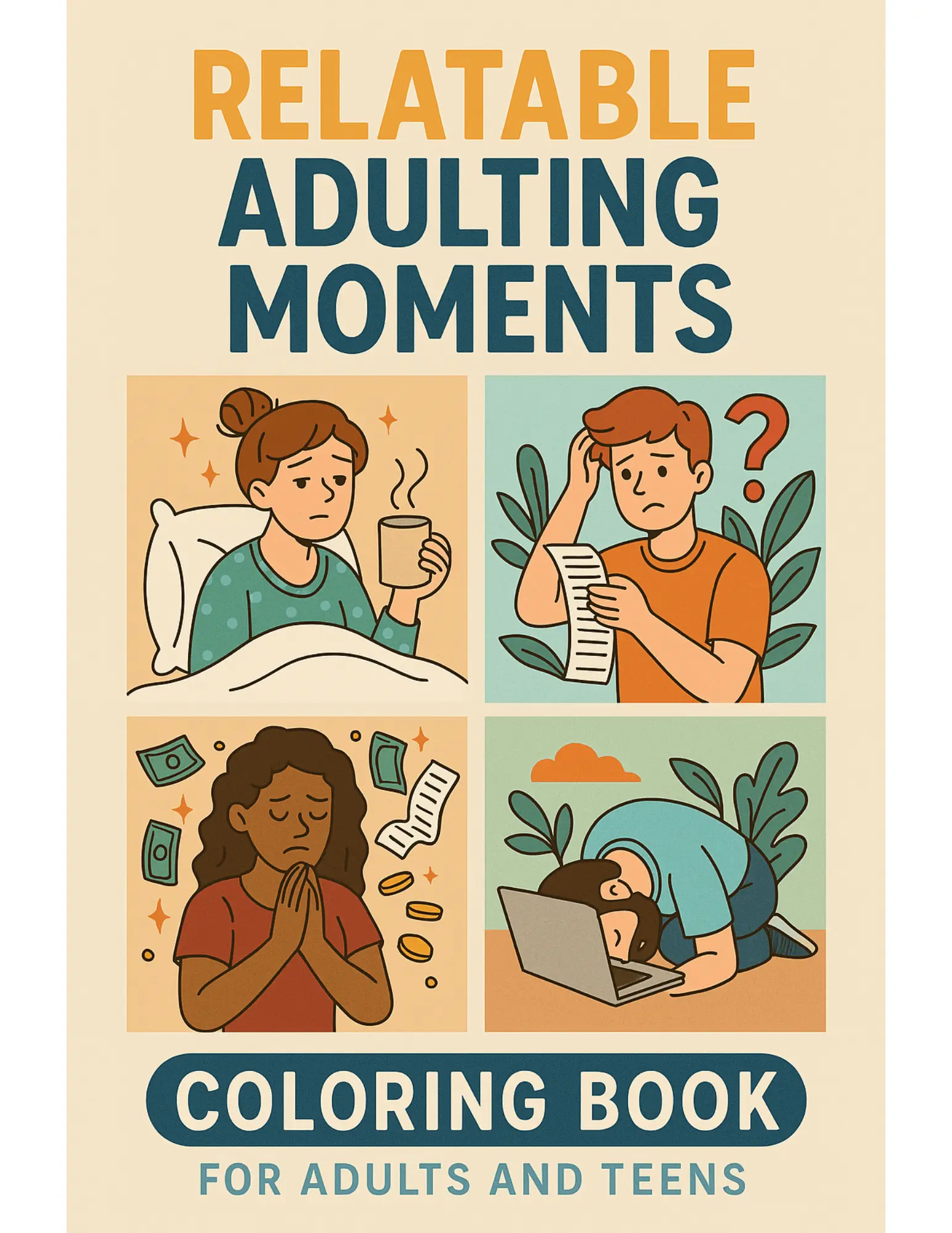 Relatable Adulting Moments Coloring Sheets For Adults and Teens